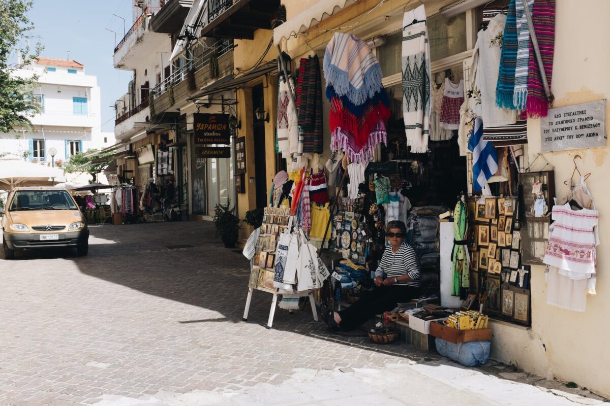 man selling store item